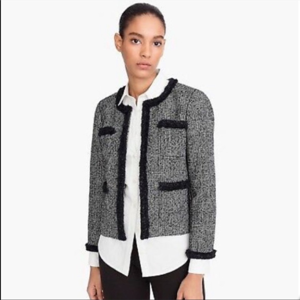J Crew Glen Plaid Lady Jacket with Braided Trim 🖤